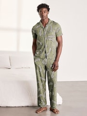 Chelsea Peers Cotton Lino Cut Leopard Print Long Pyjamas Set - Εικόνα 1 του 6