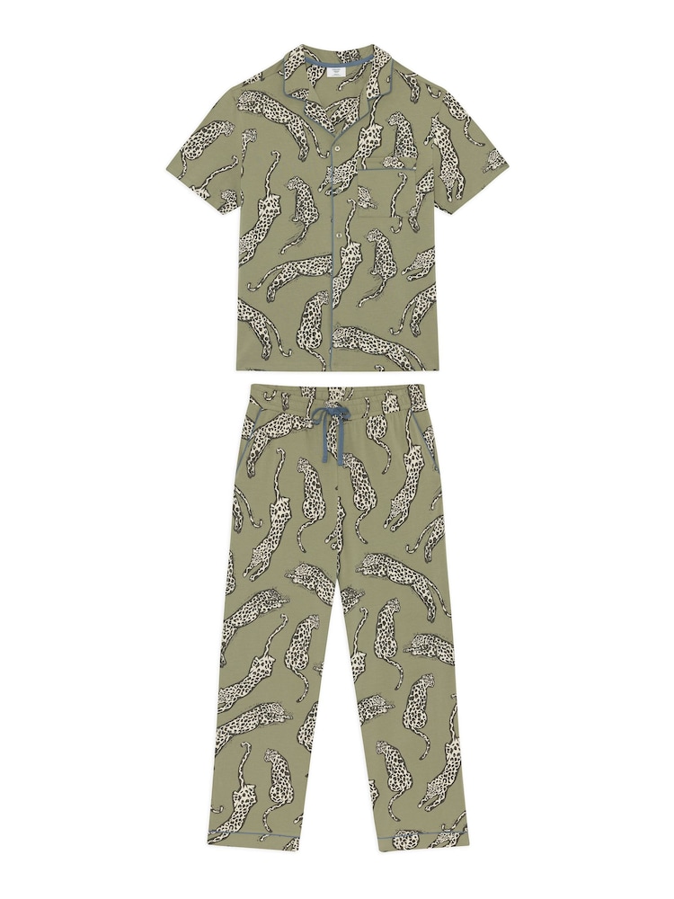 Chelsea Peers Cotton Lino Cut Leopard Print Long Pyjamas Set - Εικόνα 6 του 6