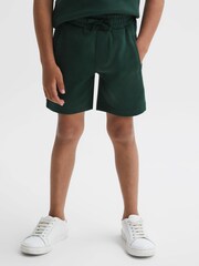 Reiss Green Smoke Robin Textured Drawstring Shorts - Image 1 of 5
