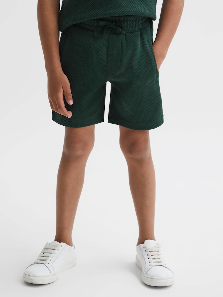 Reiss Green Smoke Robin Textured Drawstring Shorts - Image 1 of 5 Reiss Green Smoke Robin Textured Drawstring Shorts - Image 1 of 5