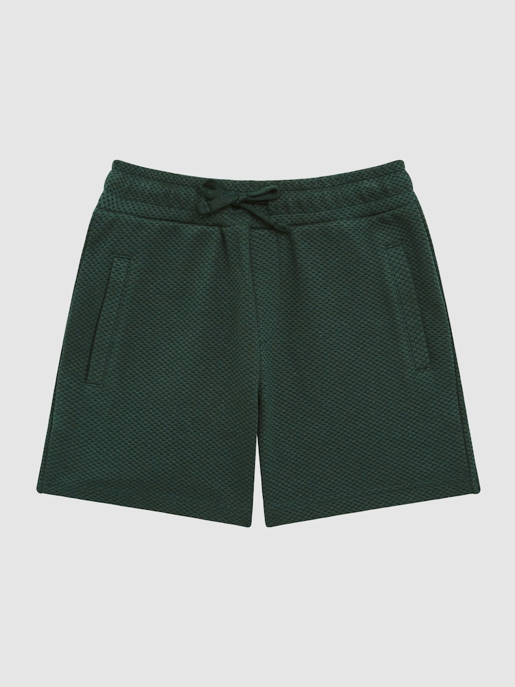 Reiss Green Smoke Robin Textured Drawstring Shorts - Image 2 of 5