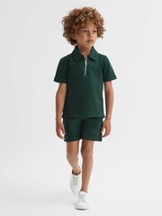Reiss Green Smoke Robin Textured Drawstring Shorts - Image 3 of 5