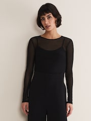 Phase Eight Black Mesh Eleena Top - Image 1 of 6