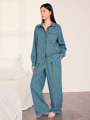 Chelsea Peers Green Cotton Gingham Check Long Pyjama Set - Image 1 of 7