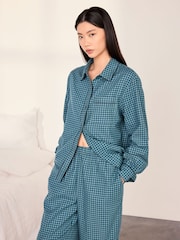 Chelsea Peers Green Cotton Gingham Check Long Pyjama Set - Image 2 of 7