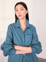 Chelsea Peers Green Cotton Gingham Check Long Pyjama Set - Image 3 of 7