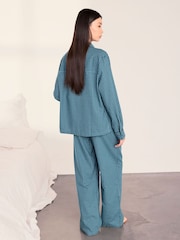 Chelsea Peers Green Cotton Gingham Check Long Pyjama Set - Image 4 of 7