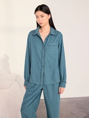 Chelsea Peers Green Cotton Gingham Check Long Pyjama Set - Image 5 of 7