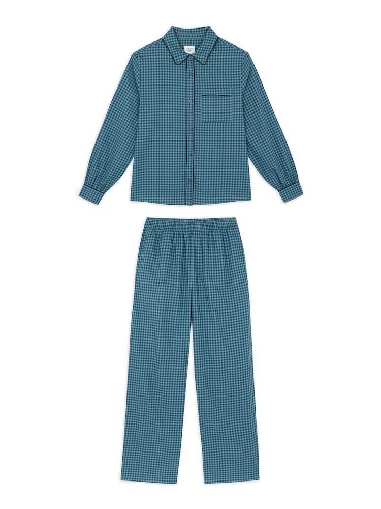 Chelsea Peers Green Cotton Gingham Check Long Pyjama Set - Image 7 of 7 Chelsea Peers Green Cotton Gingham Check Long Pyjama Set - Image 7 of 7