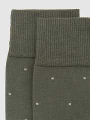 Reiss Cement Grey Mario Spot Mercerised Cotton-Blend Polka-Dot Socks - Image 2 of 3