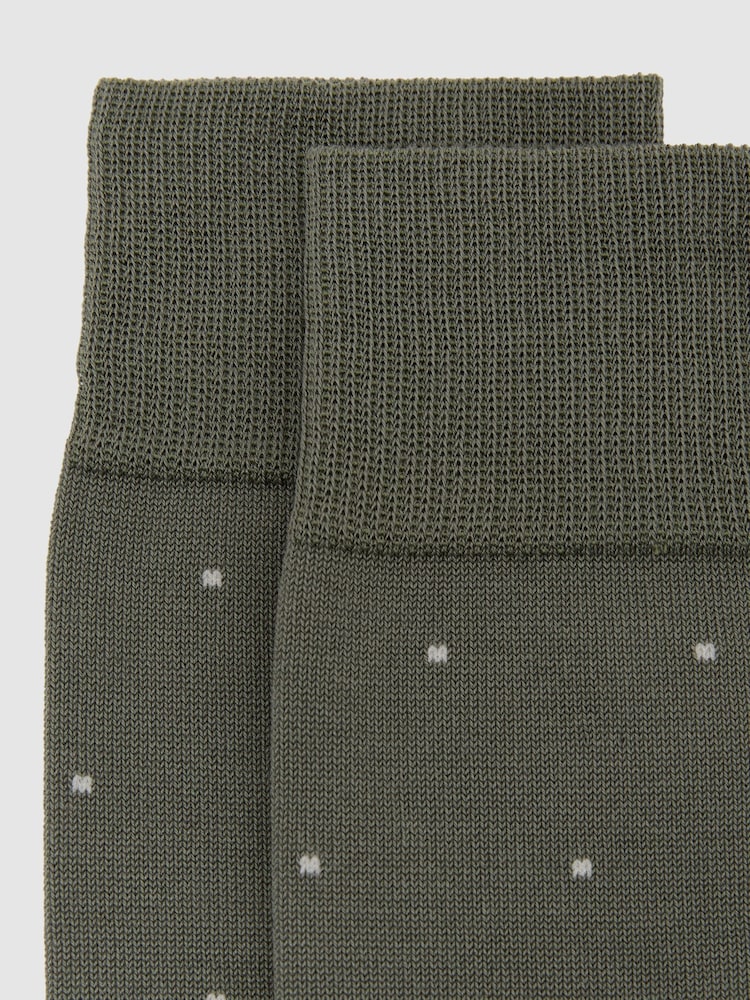 Reiss Cement Grey Mario Spot Mercerised Cotton-Blend Polka-Dot Socks - Image 2 of 3 Reiss Cement Grey Mario Spot Mercerised Cotton-Blend Polka-Dot Socks - Image 2 of 3