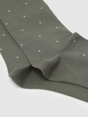 Reiss Cement Grey Mario Spot Mercerised Cotton-Blend Polka-Dot Socks - Image 3 of 3