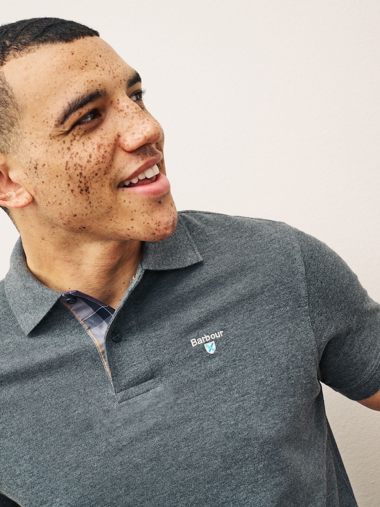 Barbour® Charcoal 100% Cotton Classic Polo Shirt - Image 7 of 12