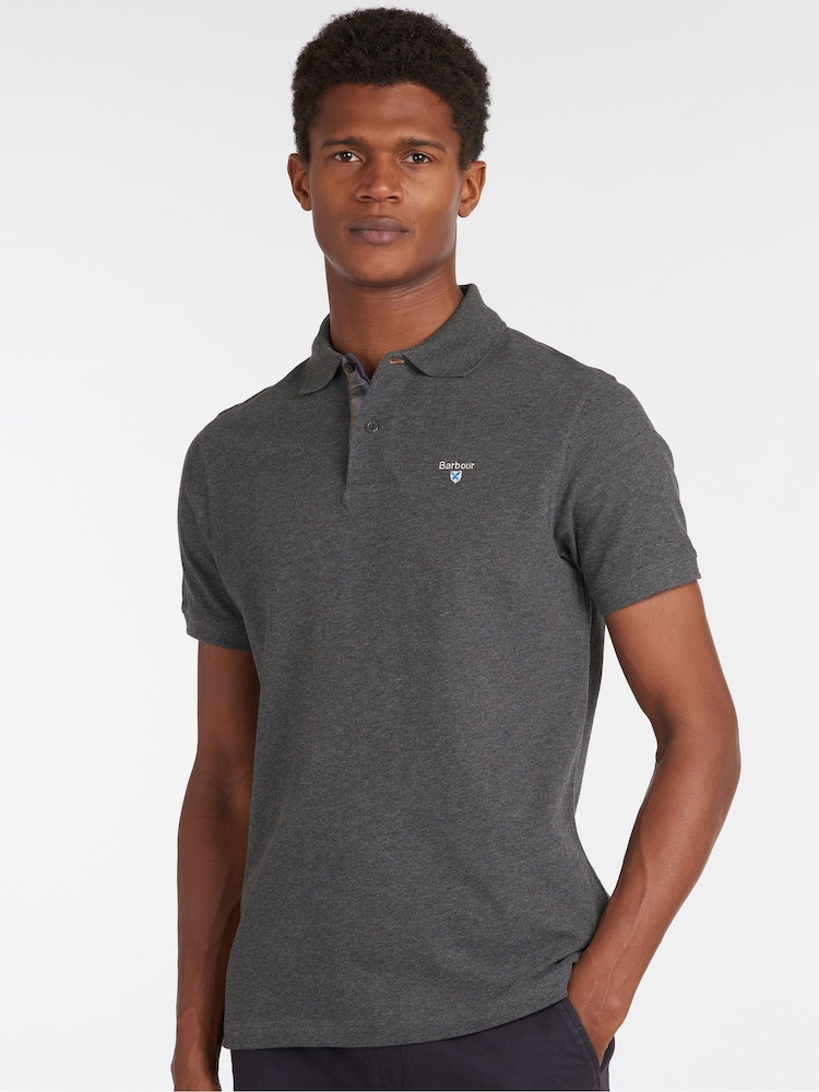 Barbour® Charcoal 100% Cotton Classic Polo Shirt - Image 8 of 12