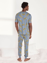 Chelsea Peers Blue Crocodile Lagoon Print Long Pyjamas Set - Image 4 of 5