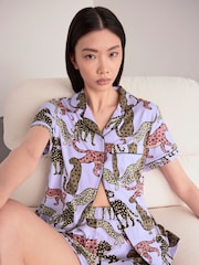 Ensemble pyjama court à boutons Chelsea Peers imprimé léopard étoilé - Image 5 sur 7