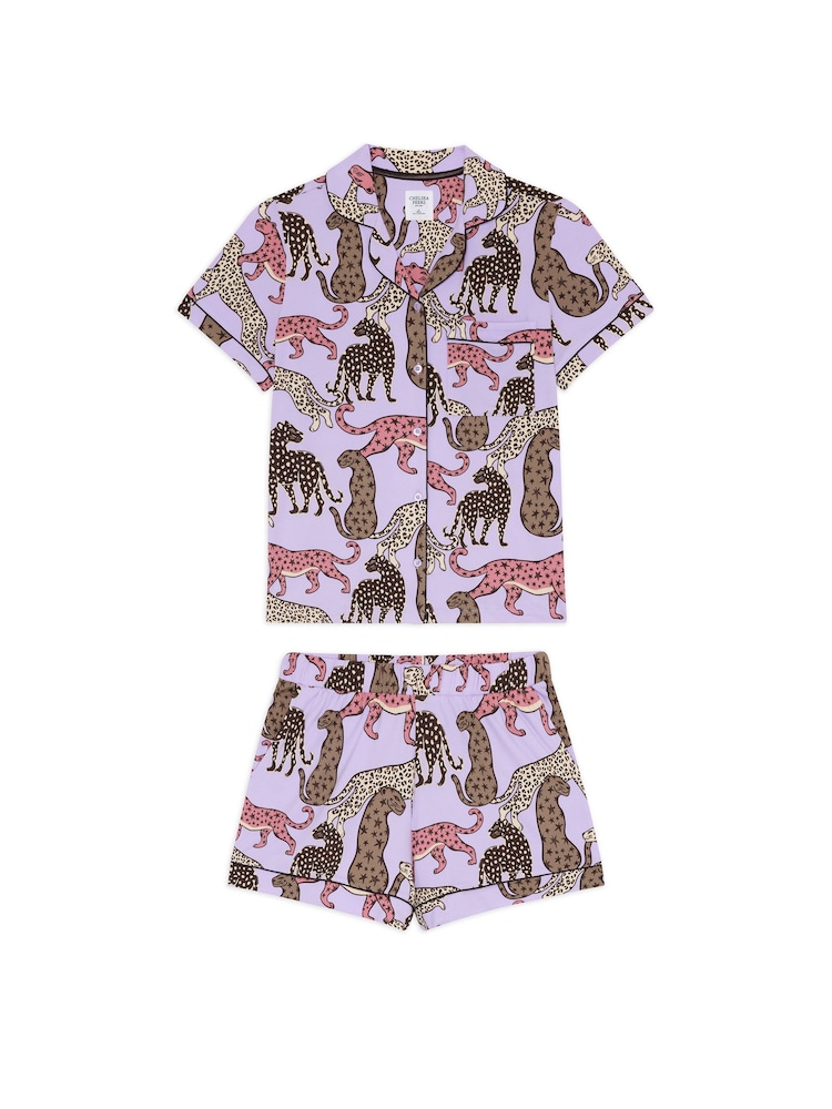 Ensemble pyjama court à boutons Chelsea Peers imprimé léopard étoilé - Image 7 sur 7 Ensemble pyjama court à boutons Chelsea Peers imprimé léopard étoilé - Image 7 sur 7