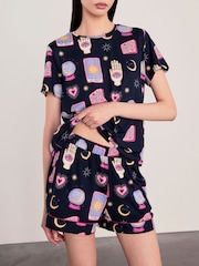 Chelsea Peers Blue Halloween Fortune Teller Print Short Pyjamas Set - Image 3 of 6