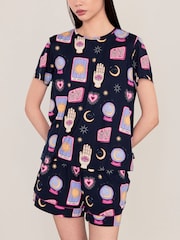 Chelsea Peers Blue Halloween Fortune Teller Print Short Pyjamas Set - Image 6 of 6