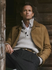 Reiss Charcoal Grey Russel Monogram Wool-Blend Chalk-Stripe Suit Trousers Relaxed-Fit - Image 5 of 7