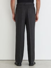 Reiss Charcoal Grey Russel Monogram Wool-Blend Chalk-Stripe Suit Trousers Relaxed-Fit - Image 6 of 7