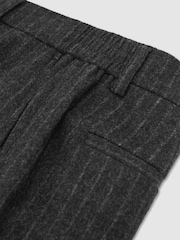 Reiss Charcoal Grey Russel Monogram Wool-Blend Chalk-Stripe Suit Trousers Relaxed-Fit - Image 7 of 7