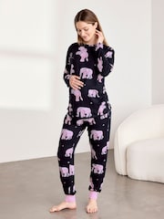 Chelsea Peers Blue Maternity Elephant Dreamscape Print Long Pyjamas Set - Image 1 of 6