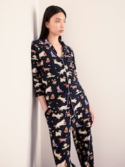 Chelsea Peers Black Cotton Halloween Dogs Print Long Pyjamas Set - Image 2 of 6