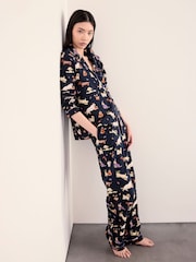 Chelsea Peers Black Cotton Halloween Dogs Print Long Pyjamas Set - Image 5 of 6