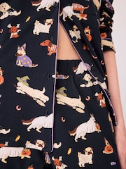 Chelsea Peers Black Cotton Halloween Dogs Print Long Pyjamas Set - Image 6 of 6