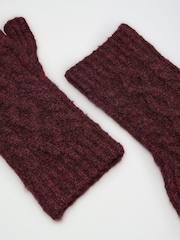 Lipsy Burgundy Red Cable Knite Fingerless Mittens - Image 5 of 6