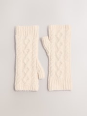 Lipsy Cream Cable Knite Fingerless Mittens - Image 4 of 6
