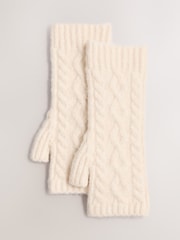 Lipsy Cream Cable Knite Fingerless Mittens - Image 6 of 6