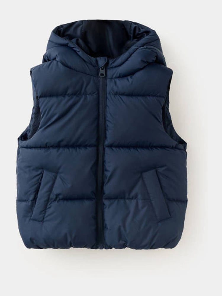 Mango Blue Hooded Padded Gilet - Image 1 of 4