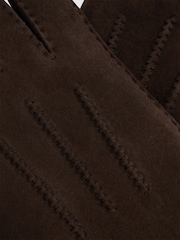 Reiss Chocolate Aragon Suede Shearling Gloves - Image 3 of 3