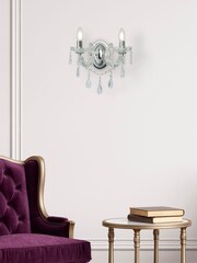 Searchlight Chrome Lillie Chrome  Crystal 2Lt Wall Light - Image 1 of 3