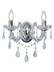 Searchlight Chrome Lillie Chrome  Crystal 2Lt Wall Light - Image 2 of 3