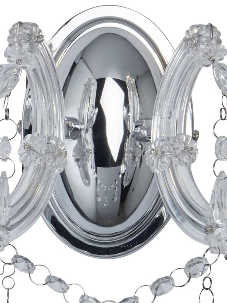 Searchlight Chrome Lillie Chrome  Crystal 2Lt Wall Light - Image 3 of 3