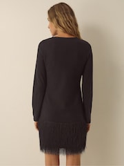 Monsoon Fina Long Sleeve Knitted Fringe Mini Dress - Εικόνα 2 από 4
