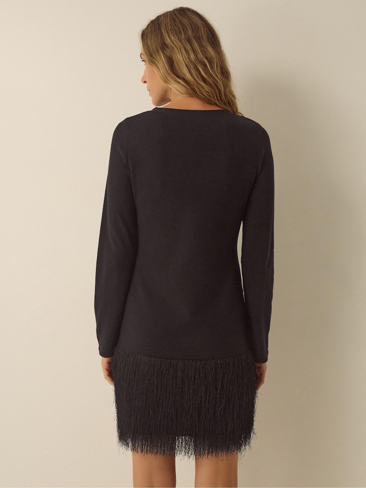 Monsoon Fina Long Sleeve Knitted Fringe Mini Dress - Εικόνα 2 από 4