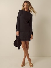 Monsoon Fina Long Sleeve Knitted Fringe Mini Dress - Εικόνα 3 από 4