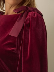 Monsoon Red Vittoria Short Sleeve Bow Velvet Top - Image 4 of 4