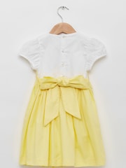 Trotters London Girls Lemon Yellow Rose Hand Smocked Dress - Image 4 of 6