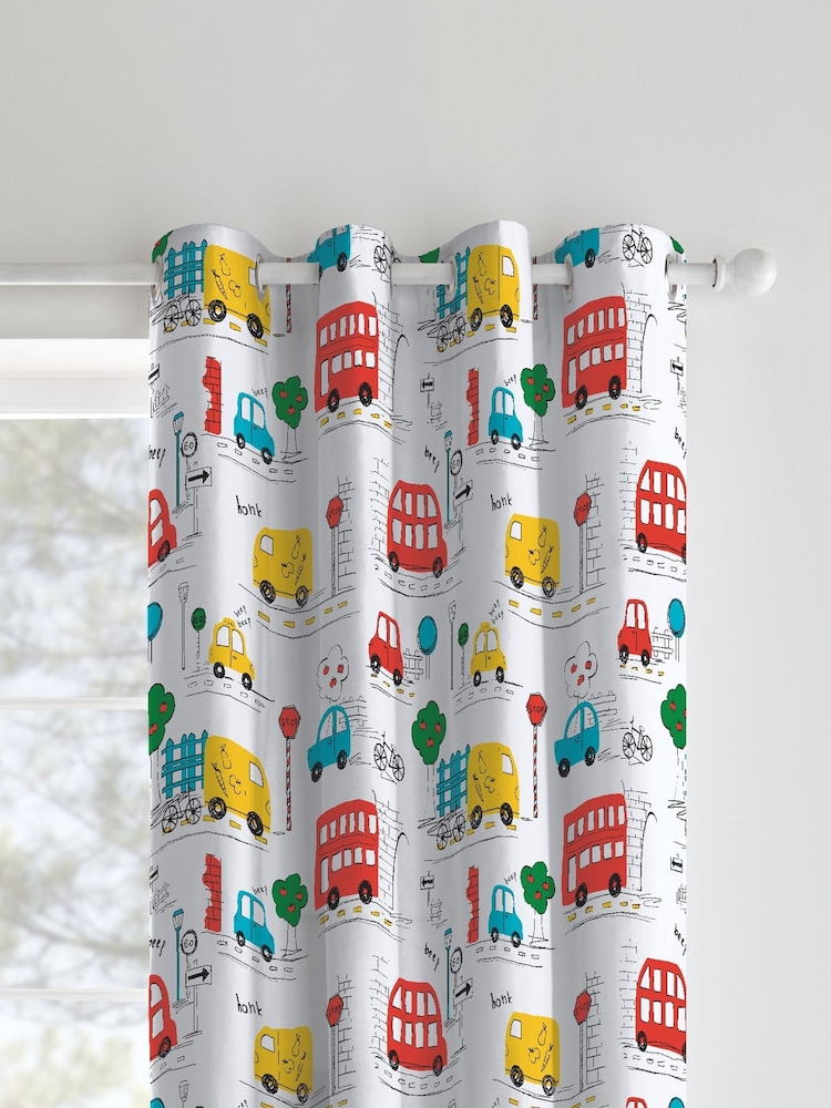 Catherine Lansfield White Transport Eyelet Curtains - Image 1 of 3