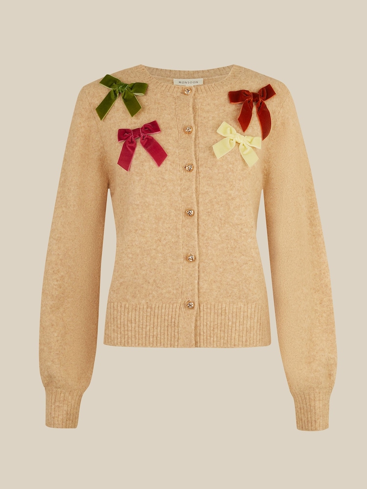 Monsoon Mila Bow Embellished Crew Neck Cardigan - صورة 5 من 5