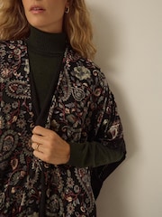 Monsoon Regan Paisley Devoré Fringe Poncho - Slika 2 od 5