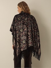 Monsoon Regan Paisley Devoré Fringe Poncho - Slika 3 od 5