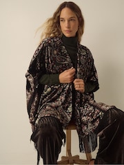 Monsoon Regan Paisley Devoré Fringe Poncho - Slika 5 od 5