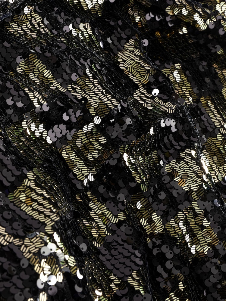 Black/Gold V-Neck Plunge Mini Dress - Image 7 of 7 Black/Gold V-Neck Plunge Mini Dress - Image 7 of 7