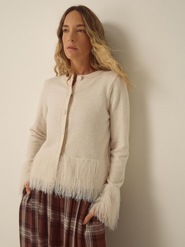 Monsoon Fina Fringe Crew Neck Cardigan - Image 1 de 4 Monsoon Fina Fringe Crew Neck Cardigan - Image 1 de 4
